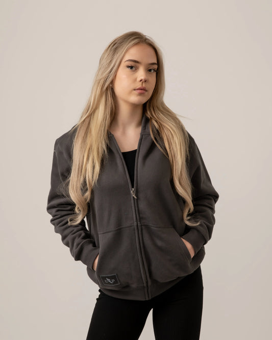 Dark Grey Zip Up Hoodie Unisex