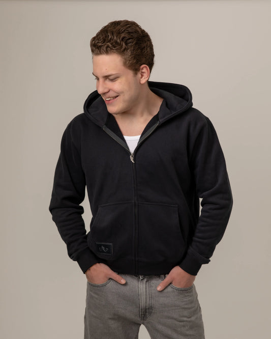 Vintage Black Zip Up Hoodie Unisex
